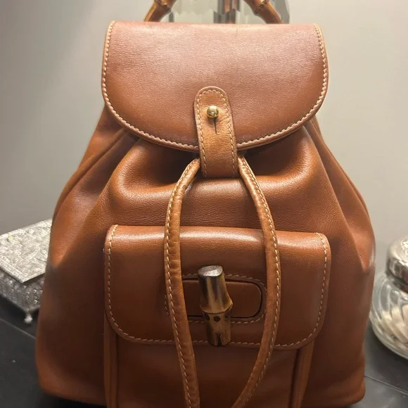 Gucci Bamboo Drawstring Leather Backpack GORGEOUS!!! - Picture 2 of 15